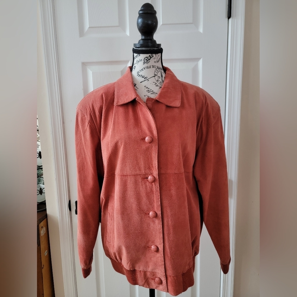 Vintage 80's Women's Coral Leather Jacket